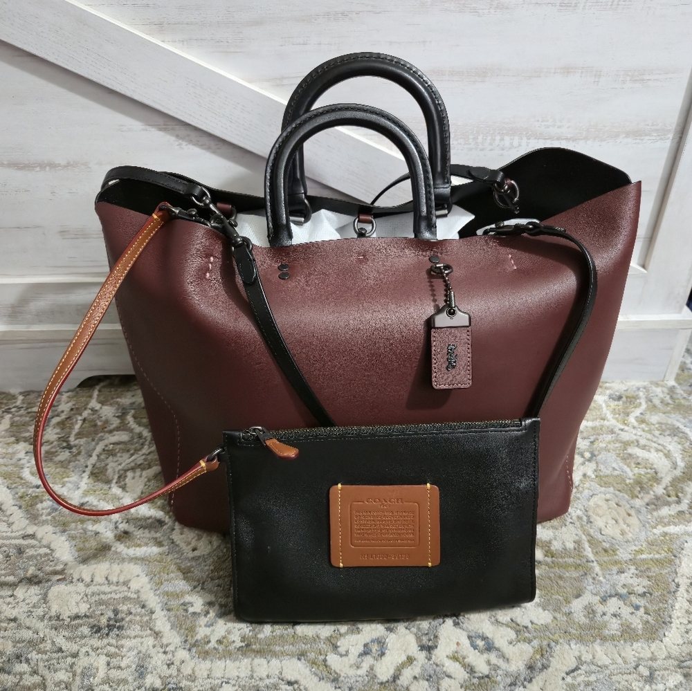 Coach 1941 Rogue Bordeaux Gloved Tanned Leather Tote Shoulder Bag